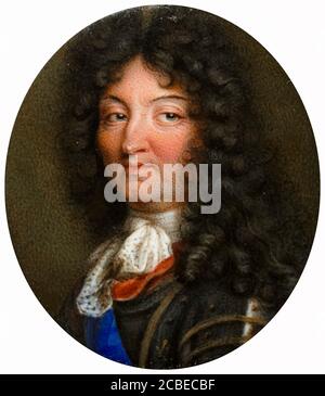 Re Luigi XIV di Francia (1638-1715), ritratto in miniatura di Scuola di Jean Petitot, 1650-1699 Foto Stock