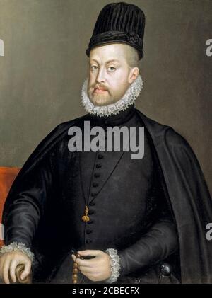 Re Filippo II di Spagna (1527-1598), ritratto rinascimentale di Sofonisba Anguissola, 1573 Foto Stock