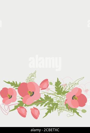 Modello floreale pulito con bouquet di fiori senza testo Illustrazione Vettoriale