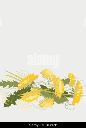 Modello floreale pulito con bouquet di fiori senza testo Illustrazione Vettoriale