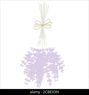 Fresco taglio fragrante fiori di lavanda pianta mazzo e singolo 2 le icone realistiche impostano l'illustrazione vettoriale isolata Illustrazione Vettoriale