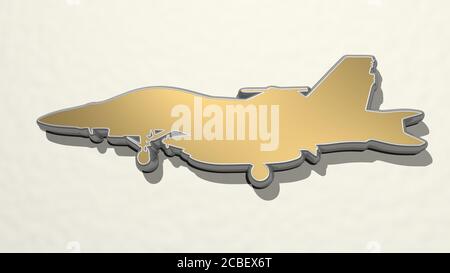 Icona disegno 3D AEREO VOLANTE - illustrazione 3D per sfondo e blu Foto Stock