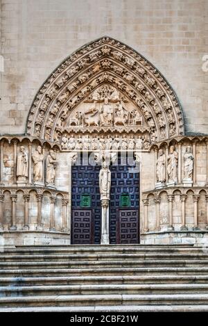 Portale gotico Sarmental, Cattedrale di Santa Maria di Burgos, Burgos, Castiglia e Leon, Spagna Foto Stock