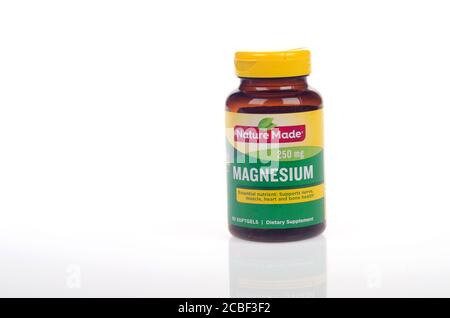 Magnesio 250 mg supplemento flacone da Nature Made Foto Stock