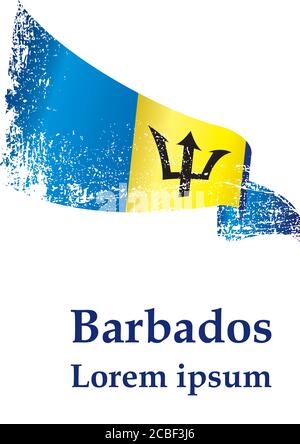 Bandiera delle Barbados, Barbados. Modello per il design del premio, un documento ufficiale con la bandiera delle Barbados. Illustrazione vettoriale luminosa e colorata. Illustrazione Vettoriale