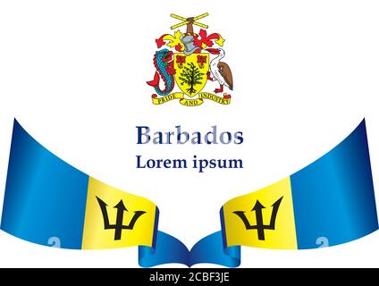 Bandiera delle Barbados, Barbados. Modello per il design del premio, un documento ufficiale con la bandiera delle Barbados. Illustrazione vettoriale luminosa e colorata. Illustrazione Vettoriale