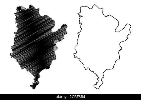 Comune di Santa Catarina (Repubblica di Cabo Verde, concelhos, Capo Verde, isola di Santiago, arcipelago) mappa vettoriale illustrazione, abbozzamento San Illustrazione Vettoriale