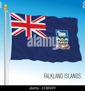 Falkland bandiera nazionale ufficiale, Sud america, territorio britannico, illustrazione vettoriale Illustrazione Vettoriale