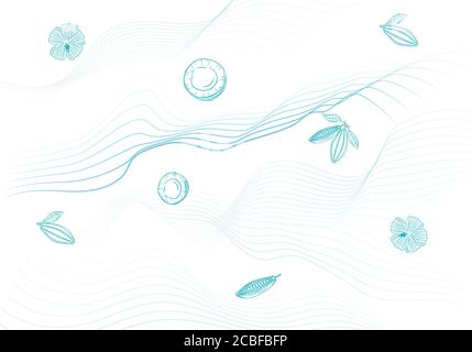 Vettore modello di disegno di snack bar wrap con icone di cacao e cocco. Illustrazione Vettoriale