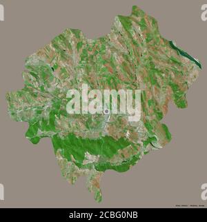 Forma di Orhei, distretto della Moldavia, con la sua capitale isolata su uno sfondo di colore pieno. Immagini satellitari. Rendering 3D Foto Stock