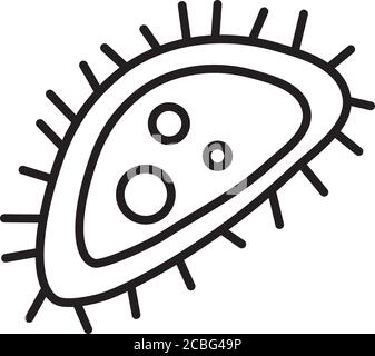 icona dei batteri vibrio cholerae su sfondo bianco, stile linea, illustrazione vettoriale Illustrazione Vettoriale