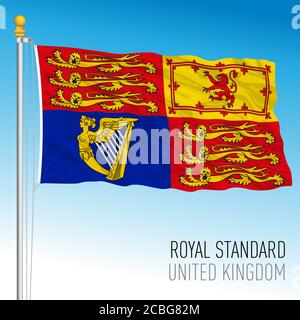 Bandiera Royal Standard, bandiera della Queen's Arms, Regno Unito, illustrazione vettoriale Illustrazione Vettoriale