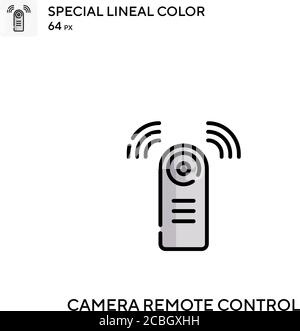 Icona vettore colore lineare speciale del telecomando della telecamera. Icone del telecomando della videocamera per il tuo progetto aziendale Illustrazione Vettoriale