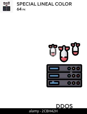 Icona vettore colore lineare speciale DDoS. Icone DDoS per il vostro progetto aziendale Illustrazione Vettoriale