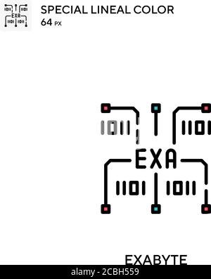 Icona vettore colore lineare speciale Exabyte. Icone Exabyte per il vostro progetto aziendale Illustrazione Vettoriale