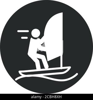 extreme sport vela competizione attiva stile di vita blocco e icona piatta illustrazione vettoriale Illustrazione Vettoriale