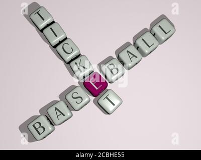 BIGLIETTO DA BASEBALL crossword con lettere cubiche - illustrazione 3D per background e sport Foto Stock