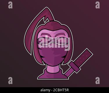 Illustrazione disegno vettoriale del logo eSport dama modello assassin Illustrazione Vettoriale