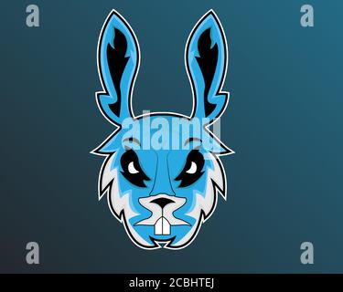 Illustrazione disegno vettoriale del modello di coniglio del logo eSport Illustrazione Vettoriale