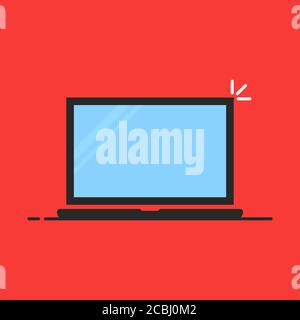 icona di un notebook piatto isolata in rosso Illustrazione Vettoriale