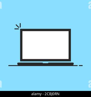 icona del computer portatile con schermo bianco Illustrazione Vettoriale