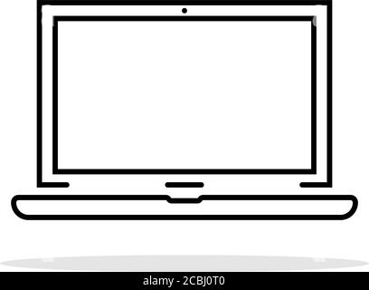 icona nera sottile del notebook con ombra Illustrazione Vettoriale