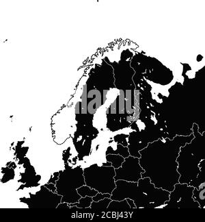 Mappa della Norvegia. Illustrazione in bianco e nero. Simbolo dell'icona per la stampa e l'etichettatura. Illustrazione Vettoriale