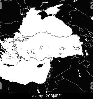 Mappa turca. Illustrazione in bianco e nero. Simbolo dell'icona per la stampa e l'etichettatura. Illustrazione Vettoriale