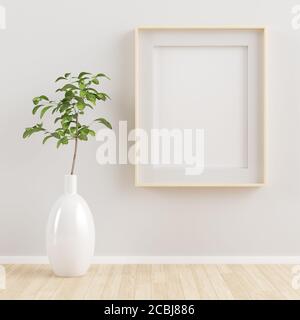 Rendering 3d in mock-up con cornice in legno Foto Stock