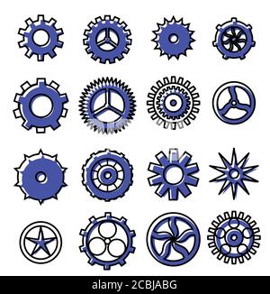 Serie di icone diverse ingranaggi. Illustrazione vettoriale. Elementi vettoriali Illustrazione Vettoriale