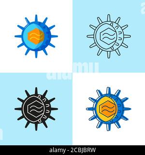 Icona di citomegalovirus in stile piatto e lineare. Raccolta dei simboli delle cellule del virus CMV. Illustrazione vettoriale. Illustrazione Vettoriale