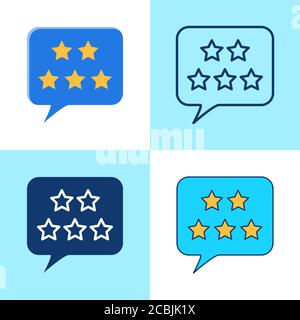 Icona di revisione del cliente impostata in stile piatto e lineare. Simbolo del concetto di feedback dell'utente. Illustrazione vettoriale. Illustrazione Vettoriale