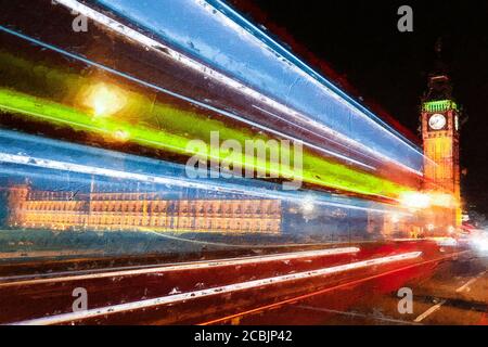 Big ben, London Eye, City of London luoghi da vedere e visitare di notte Foto Stock