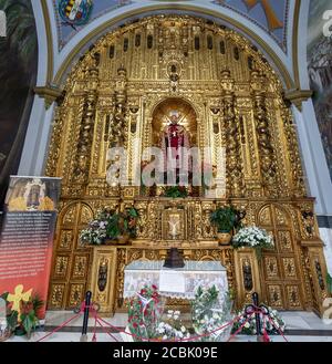 Trigueros, Huelva, Spagna - 13 agosto 2020: Cappella di Sant'Antonio Abate o Antonio il Grande (San Antonio Abad) a Trigueros una città nella provincia di H Foto Stock