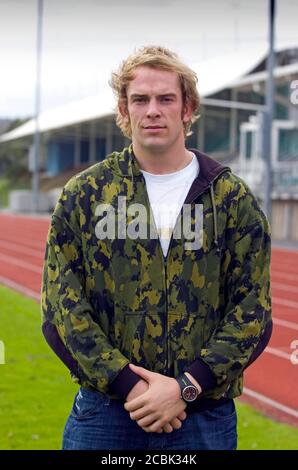 Ritratto del rugby gallese Alun Wyn Jones preso nel 2008. Foto Stock