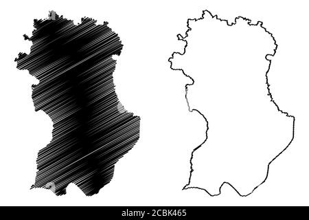 Comune di Tarrafal (Repubblica di Cabo Verde, concelhos, Capo Verde, isola di Santiago, arcipelago) mappa vettoriale illustrazione, abbozzare Tarrafal Illustrazione Vettoriale