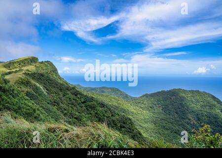 Bella prateria, prateria nella valle di Taoyuan, Caoling Mountain Trail passa sopra la vetta del Monte Wankengtou a Taiwan. Foto Stock