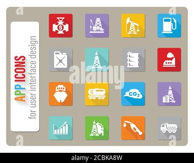 Estrazione di olio icona impostare Illustrazione Vettoriale