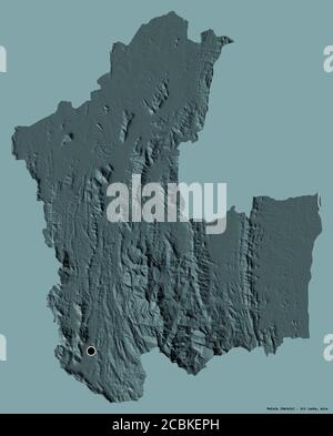 Forma di Matale, distretto dello Sri Lanka, con la sua capitale isolata su uno sfondo di colore pieno. Mappa di elevazione colorata. Rendering 3D Foto Stock