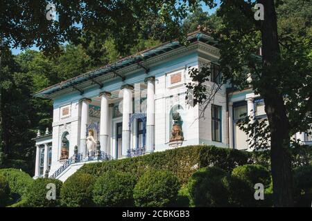 Vienna, Austria - 8 agosto 2020: Villa otto Wagner con il Museo Ernst Fuchs, un edificio in stile Liberty, chiamato anche Villa ben Tieber. Foto Stock