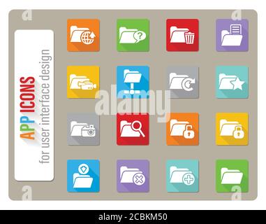 insieme dell'icona di cartella Illustrazione Vettoriale