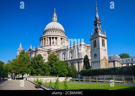 Inghilterra, Londra, Vista della Cattedrale di San Paolo dai Festival Gardens. Foto Stock