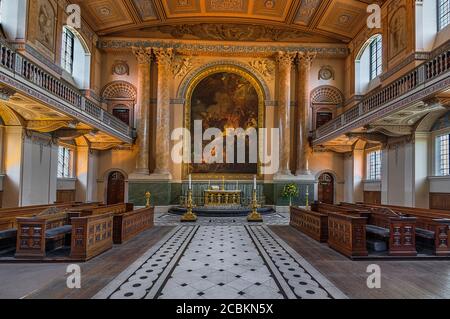 Inghilterra, Londra, Greenwich, Old Royal Naval College, interno della Cappella di San Pietro e San Paolo. Foto Stock