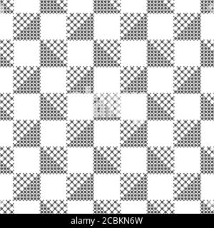 Modello senza giunture vettoriale. Struttura geometrica a ripetizione infinita costituita da piccoli rombi, punti, triangoli punteggiati. Ornamento a scacchi Illustrazione Vettoriale