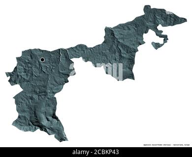 Forma di Appenzello Ausserrhoden, cantone della Svizzera, con la sua capitale isolata su sfondo bianco. Mappa di elevazione colorata. Rendering 3D Foto Stock