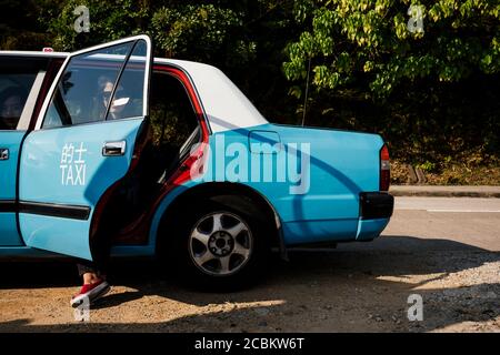 Esterno del taxi, Isola di Lantau, Hong Kong, Cina Foto Stock