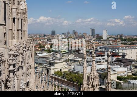 Città di Milano dal Duomo, Milano, Lombardia, Italia Foto Stock