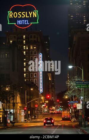 Al neon Hotel segno Los Angeles, California, USA Foto Stock