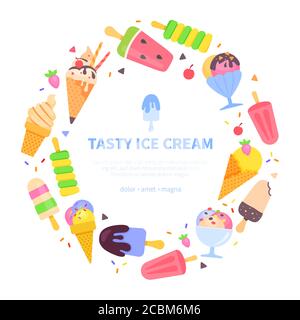 Gustoso gelato - vetector flat design stile banner Illustrazione Vettoriale