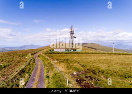 Palo per telecomunicazioni, Portmagee, Contea di Kerry, Irlanda Foto Stock